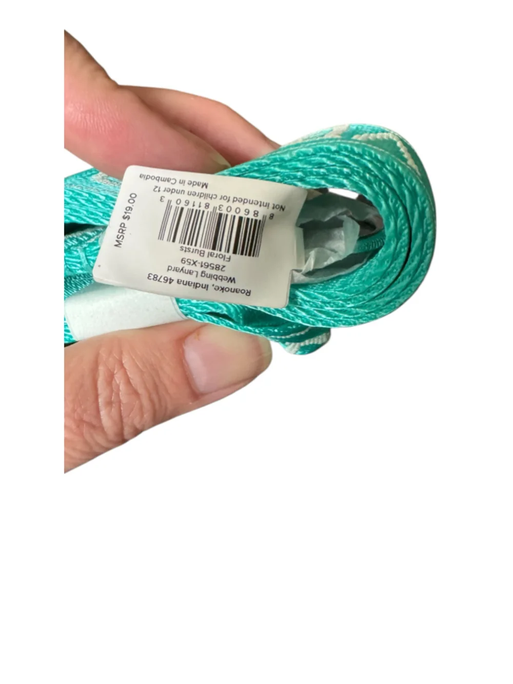 Vera Bradley Women's Webbing Lanyard One Size Turquoise White